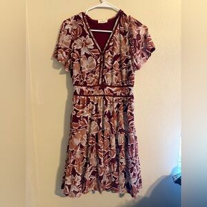 Ember Burgundy Floral Midi Dress